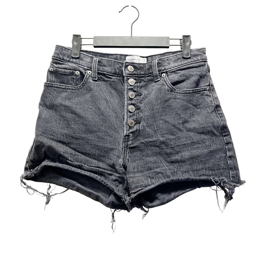 Abercrombie & Fitch High Rise 4" Cut Off Short Black Denim Jean Short 8 Sz 29